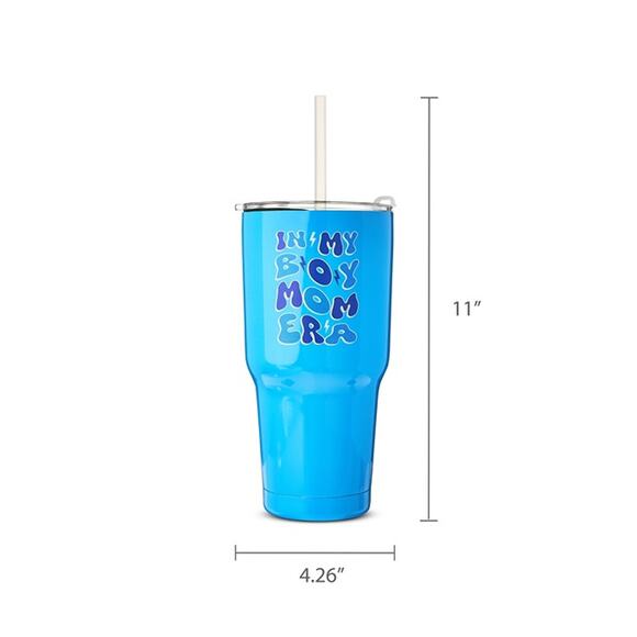 Mother's Day In My Boy Mom Era Stainless Steel Tumbler with Straw Blue, 32 fl oz - Picture 5 of 5